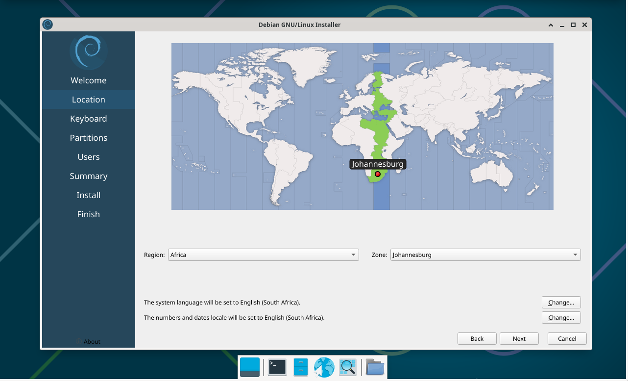 Screenshot from the Calamares installer
